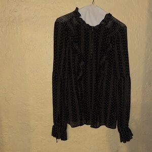 PAIGE Black and Gold Patterned Blouse